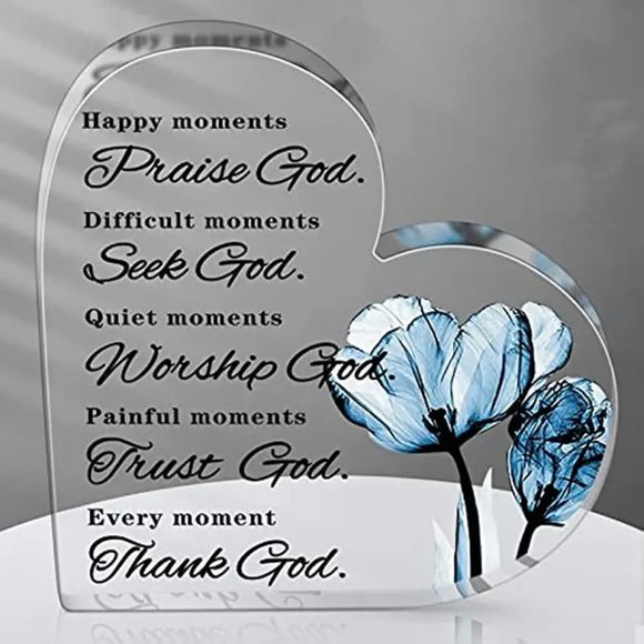 Other - Praise God Inspirational Glass Heart